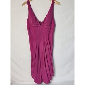 Joseph Ribkoff Dress 10 Drape Front Sleeveless Pleated Sheath Gathered Pink